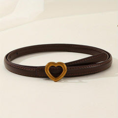 Vintage Heart Buckle PU Belt Classic Coffee Jeans Pants Belt