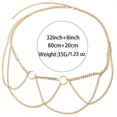 Punk Layered Body Chains Hollow Out Waist Chain Vintage Body Jewelry