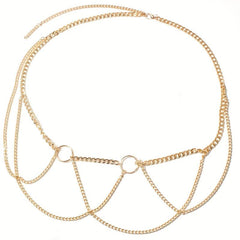 Punk Layered Body Chains Hollow Out Waist Chain Vintage Body Jewelry