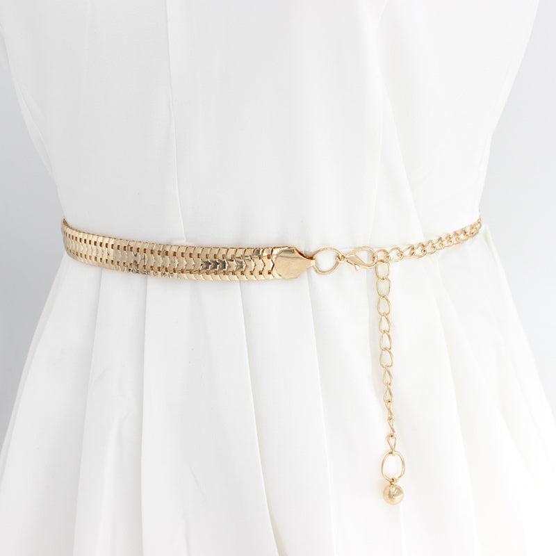 Women's Metal Waist Chain Decoration Dress Long Skirt Top Waist Slimming Belt