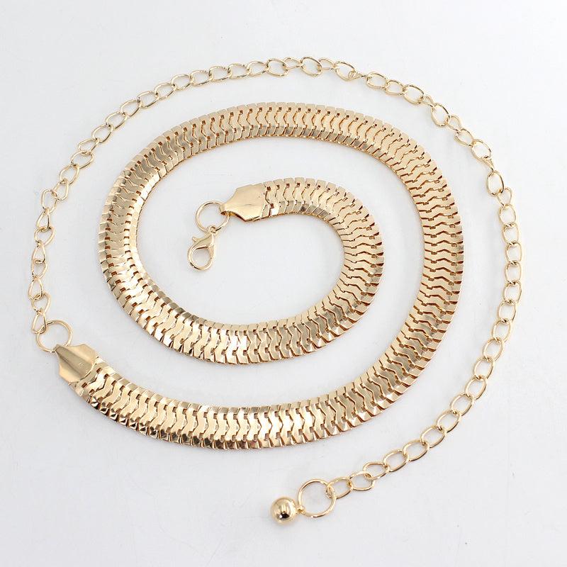 Women's Metal Waist Chain Decoration Dress Long Skirt Top Waist Slimming Belt