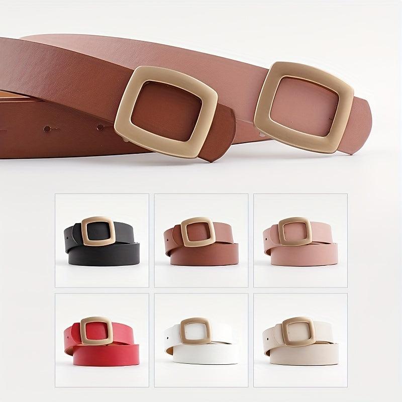 Vintage Square Buckle PU Belt for Women
