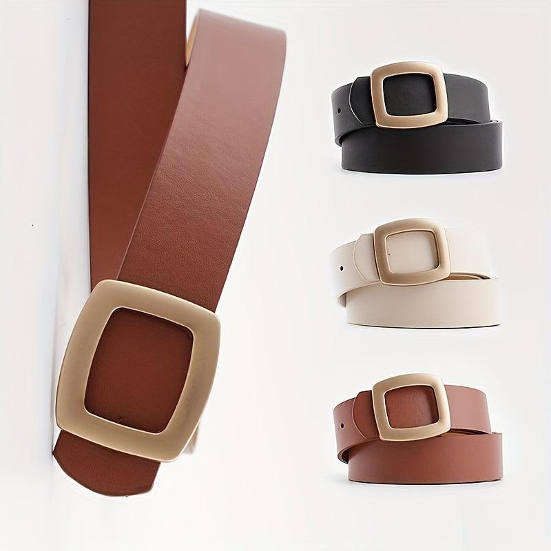 Vintage Square Buckle PU Belt for Women