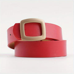 Vintage Square Buckle PU Belt for Women