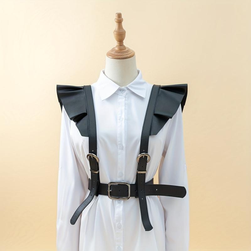 Punk Ruffles PU Harness Belt Corset Waistband for Women