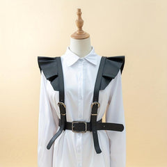 Punk Ruffles PU Harness Belt Corset Waistband for Women