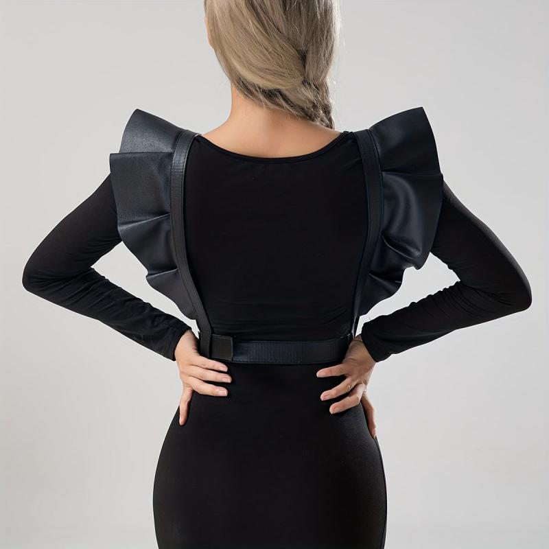 Punk Ruffles PU Harness Belt Corset Waistband for Women
