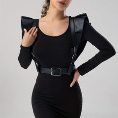 Punk Ruffles PU Harness Belt Corset Waistband for Women