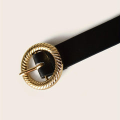 PU Thin Belt Geometric Twist Metal Buckle Waistband Women Jeans Pants Belt