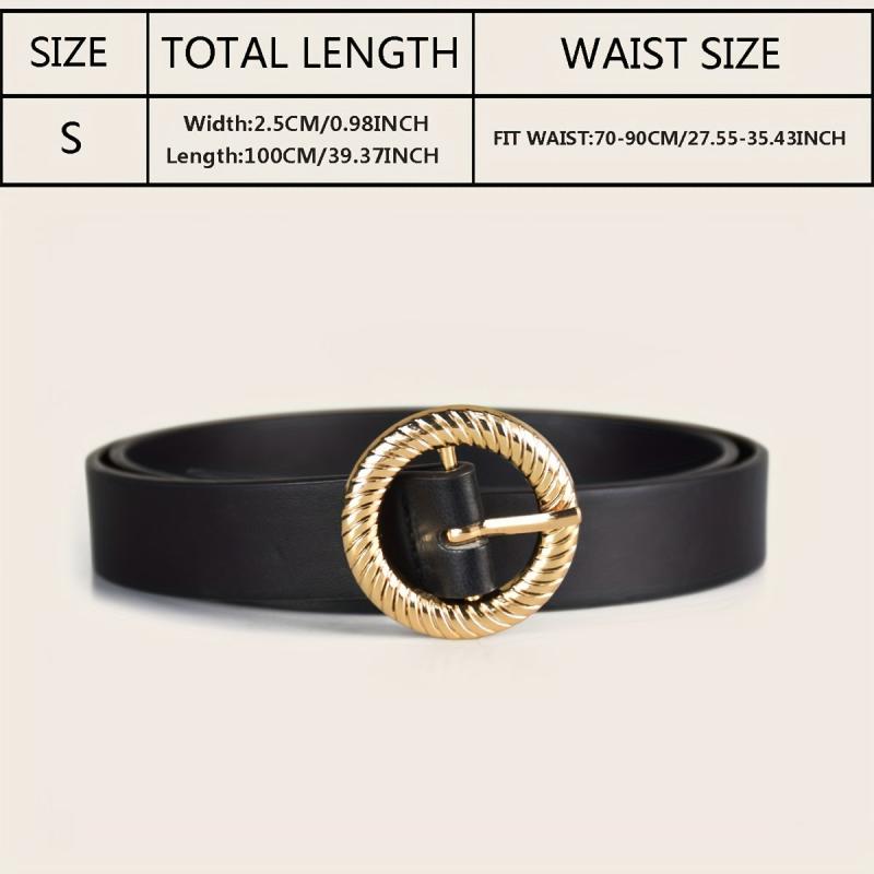 PU Thin Belt Geometric Twist Metal Buckle Waistband Women Jeans Pants Belt