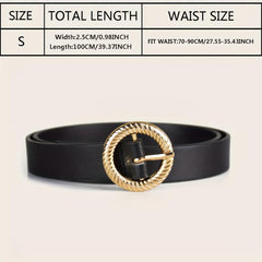 PU Thin Belt Geometric Twist Metal Buckle Waistband Women Jeans Pants Belt
