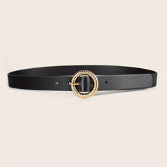 PU Thin Belt Geometric Twist Metal Buckle Waistband Women Jeans Pants Belt