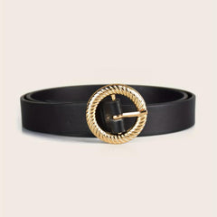 PU Thin Belt Geometric Twist Metal Buckle Waistband Women Jeans Pants Belt