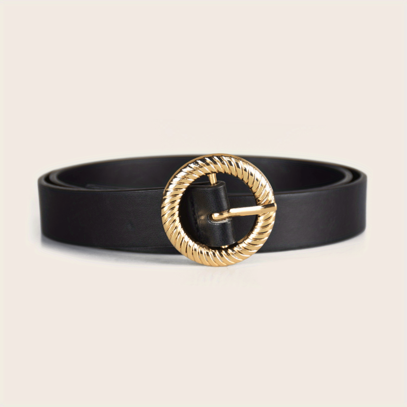 PU Thin Belt Geometric Twist Metal Buckle Waistband Women Jeans Pants Belt