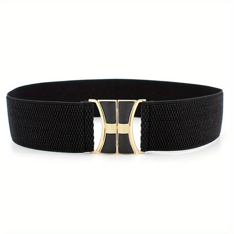 Geometric Buckle Girdle Elastic Wide Waistband for Women