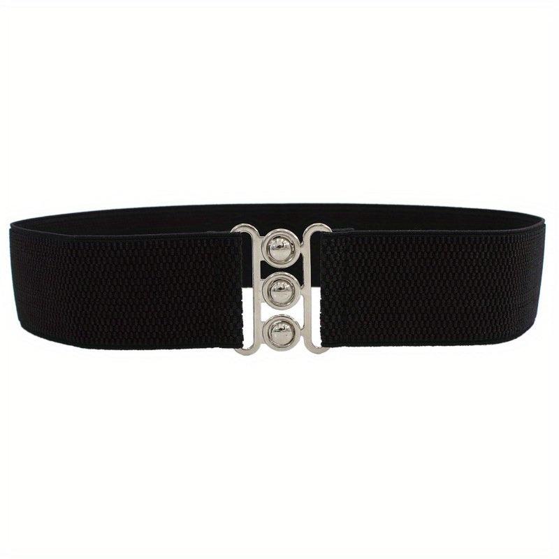 Geometric Buckle Girdle Elastic Wide Waistband for Women