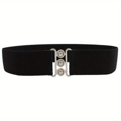 Geometric Buckle Girdle Elastic Wide Waistband for Women