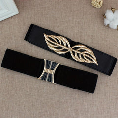 Geometric Buckle Girdle Elastic Wide Waistband for Women