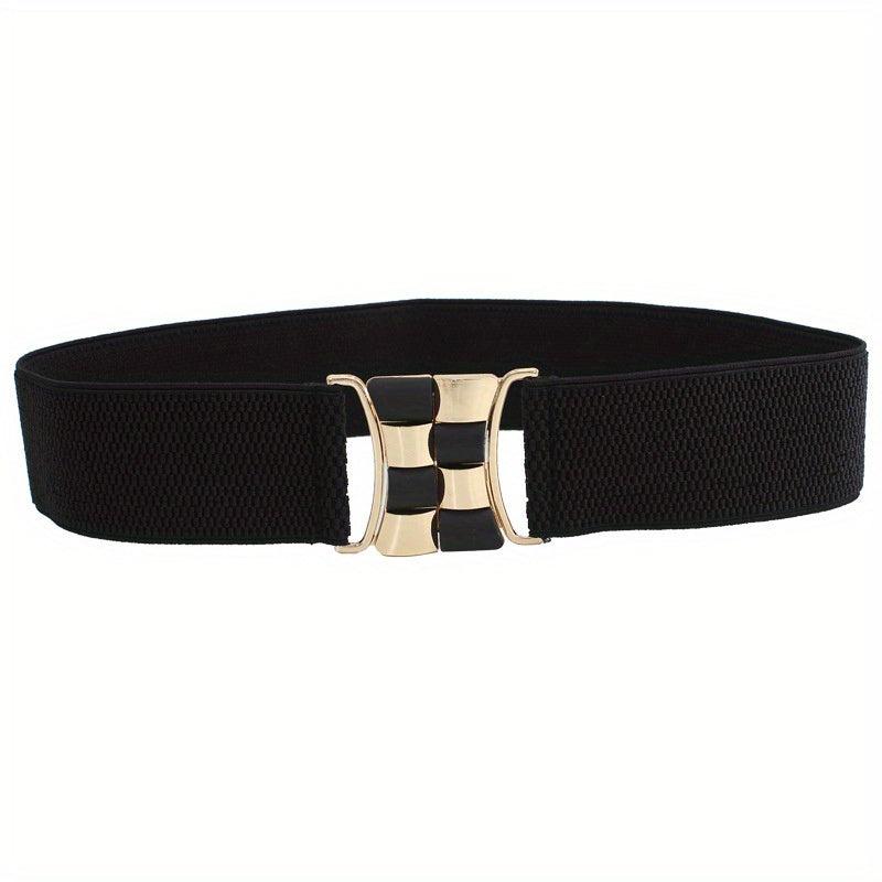 Geometric Buckle Girdle Elastic Wide Waistband for Women