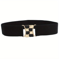 Geometric Buckle Girdle Elastic Wide Waistband for Women