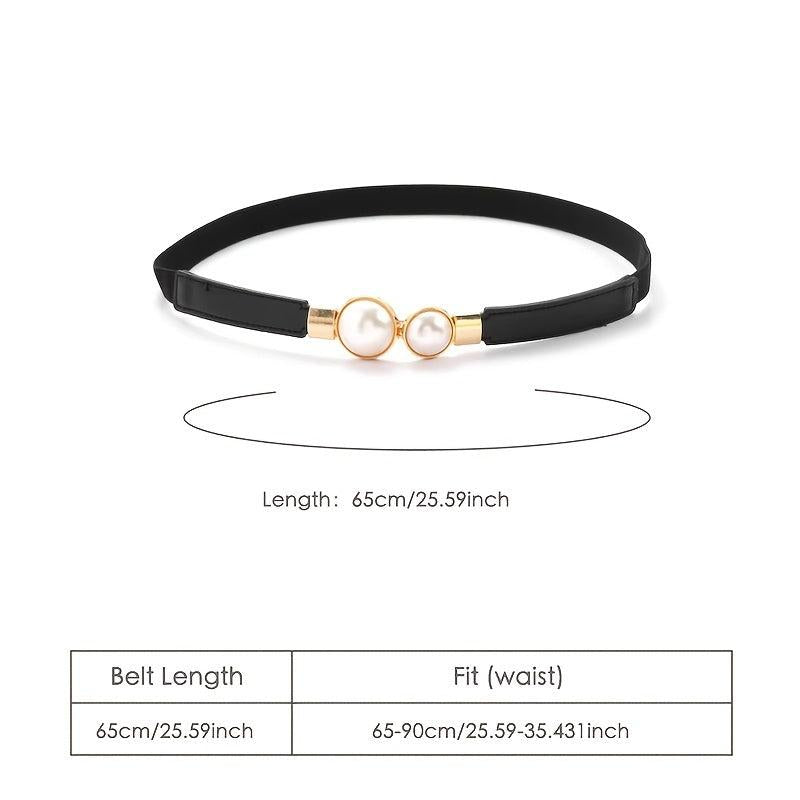 Faux Pearl Buckle Waist Belt Sweet Elastic Skinny Dress Belt