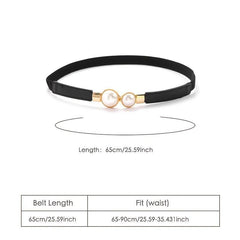 Faux Pearl Buckle Waist Belt Sweet Elastic Skinny Dress Belt