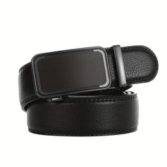 Men's PU Leather Belt Automatic Buckle Business Suit Waist Strap