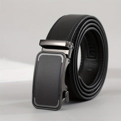 Men's PU Leather Belt Automatic Buckle Business Suit Waist Strap
