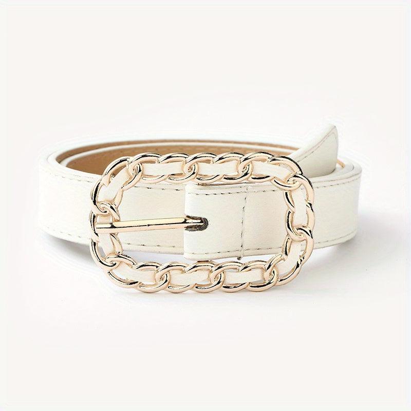 Metal Ring Braided Buckle Belt Vintage Solid Jeans Belts