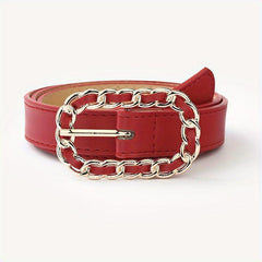 Metal Ring Braided Buckle Belt Vintage Solid Jeans Belts
