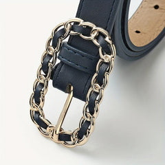 Metal Ring Braided Buckle Belt Vintage Solid Jeans Belts