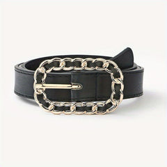 Metal Ring Braided Buckle Belt Vintage Solid Jeans Belts