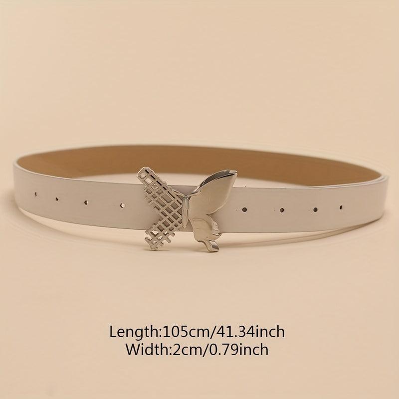Butterfly Buckle Belt Beige PU Belt Casual Jeans Pants Belts