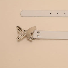 Butterfly Buckle Belt Beige PU Belt Casual Jeans Pants Belts