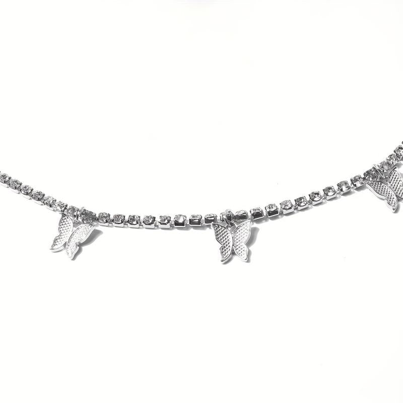 Butterfly Pendant Silvery Waist Chain Boho Sexy Metal Belly Chain