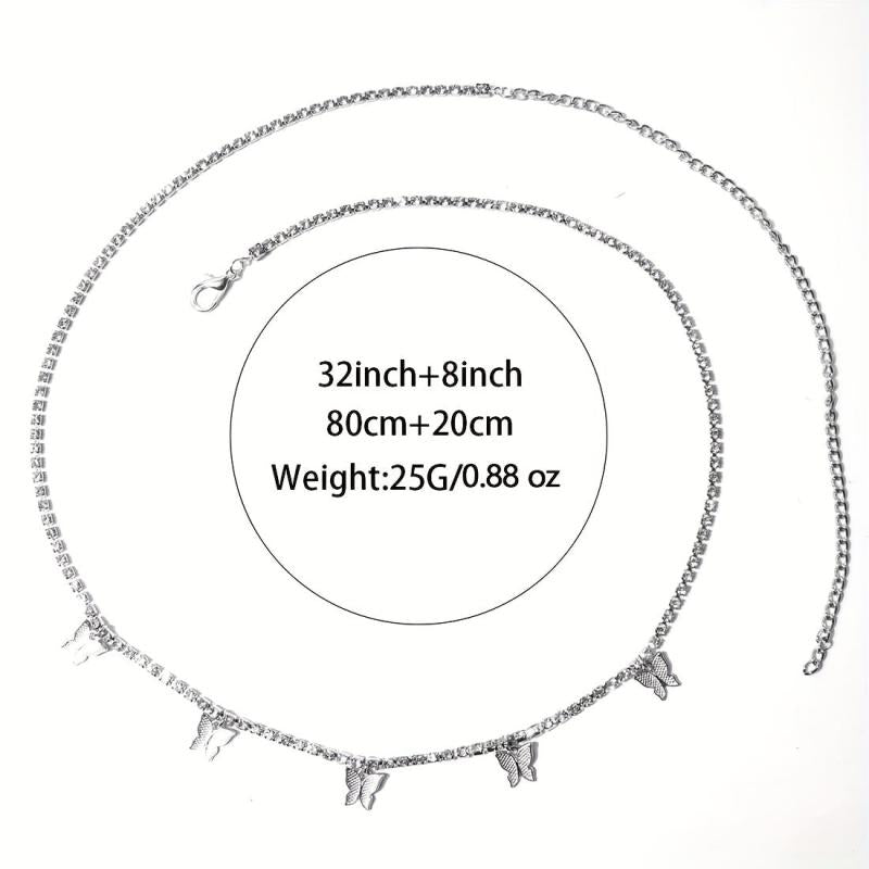 Butterfly Pendant Silvery Waist Chain Boho Sexy Metal Belly Chain