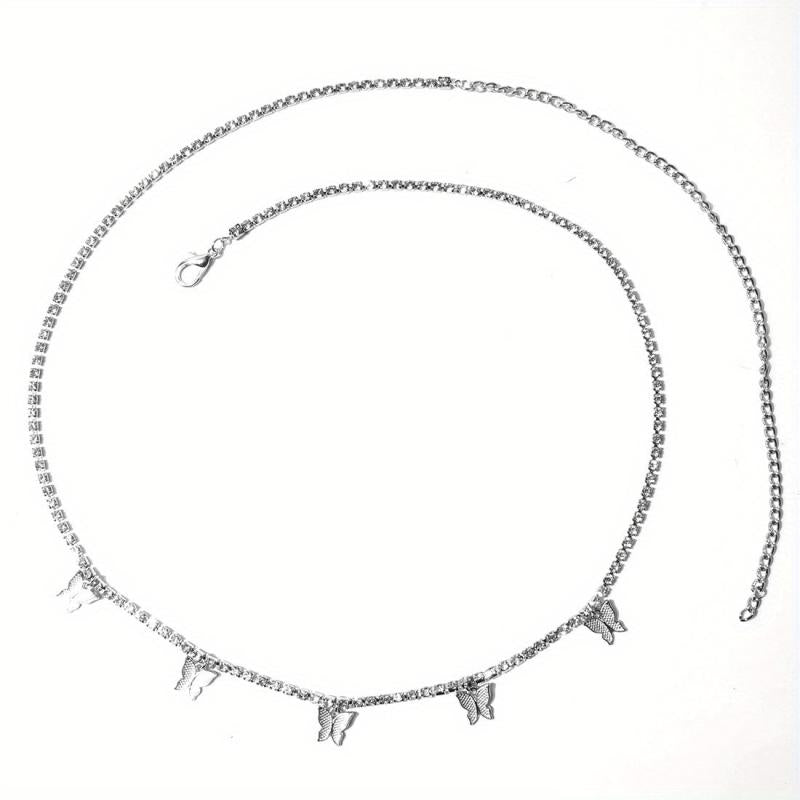 Butterfly Pendant Silvery Waist Chain Boho Sexy Metal Belly Chain