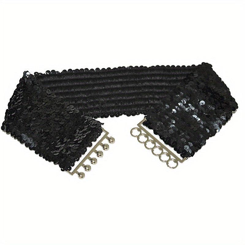 Sparkling Sequins Wide Belt for Women Elastic Dress Coat Waistband