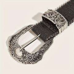 Carved Buckle PU Vintage Western Belt Punk Belts