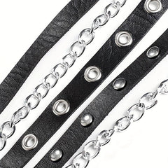 Punk Layered Chain Fringe Belt Hip Hop Rivet PU Leather Waistband