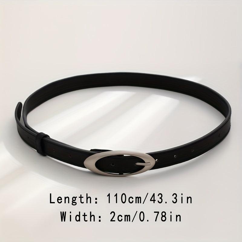 Stylish Oval Buckle Thin Belt Casual Jeans Pants Belt