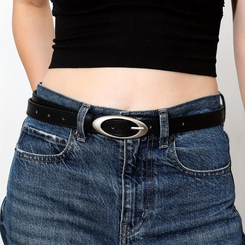 Stylish Oval Buckle Thin Belt Casual Jeans Pants Belt