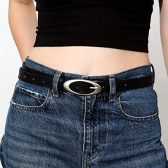 Stylish Oval Buckle Thin Belt Casual Jeans Pants Belt