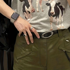 Stylish Oval Buckle Thin Belt Casual Jeans Pants Belt