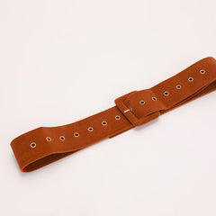 Classic Square Pin Buckle Velvet Belt for Women