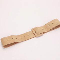 Classic Square Pin Buckle Velvet Belt for Women