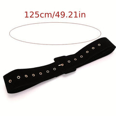 Classic Square Pin Buckle Velvet Belt for Women