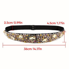 Vintage Crystal Girdle Heart Rhinestone Beads Elastic Belt for Women