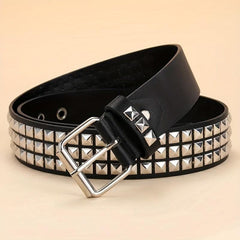 Metal Square Pin Buckle Belt Hip Hop Rivet Wide Waist Belts Punk PU Leather Pant
