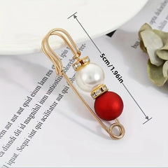 Faux Pearl Brooch Pins Rhinestone Cardigan Brooch Beads Buckle Pin